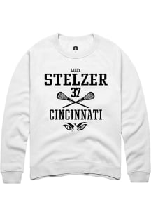 Lilly Stelzer  Rally Cincinnati Bearcats Mens White NIL Sport Icon Long Sleeve Crew Sweatshirt