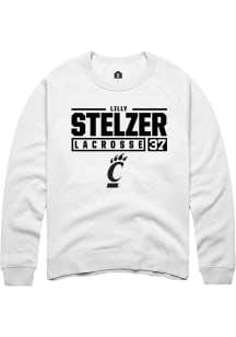 Lilly Stelzer  Rally Cincinnati Bearcats Mens White NIL Stacked Box Long Sleeve Crew Sweatshirt