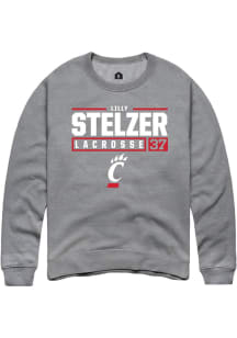 Lilly Stelzer  Rally Cincinnati Bearcats Mens Graphite NIL Stacked Box Long Sleeve Crew Sweatshi..