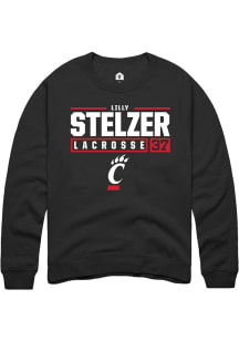 Lilly Stelzer  Rally Cincinnati Bearcats Mens Black NIL Stacked Box Long Sleeve Crew Sweatshirt