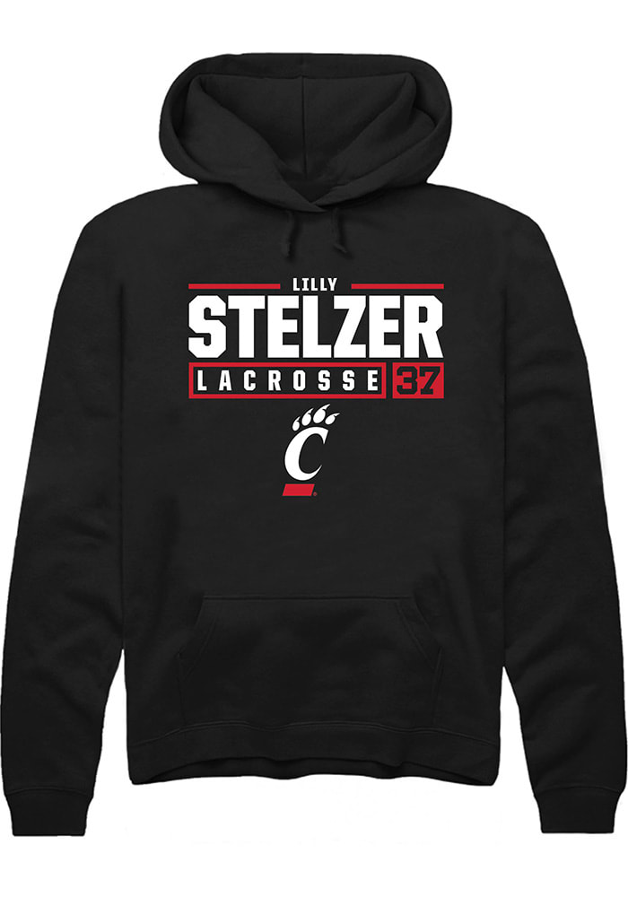 Lilly Stelzer Rally Cincinnati Bearcats Mens NIL Stacked Box Long Sleeve Hoodie