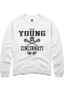 Megan Young  Rally Cincinnati Bearcats Mens White NIL Sport Icon Long Sleeve Crew Sweatshirt