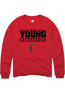 Megan Young  Rally Cincinnati Bearcats Mens Red NIL Stacked Box Long Sleeve Crew Sweatshirt