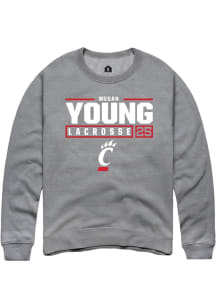 Megan Young  Rally Cincinnati Bearcats Mens Graphite NIL Stacked Box Long Sleeve Crew Sweatshirt