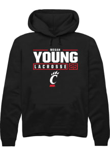 Megan Young  Rally Cincinnati Bearcats Mens Black NIL Stacked Box Long Sleeve Hoodie