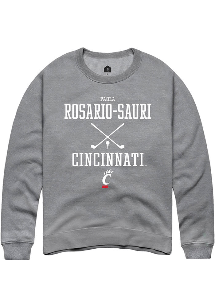 Paola Rosario-Sauri Rally Cincinnati Bearcats Mens Grey NIL Sport Icon Long Sleeve Crew Sweatshirt