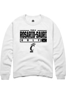 Paola Rosario-Sauri  Rally Cincinnati Bearcats Mens White NIL Stacked Box Long Sleeve Crew Sweat..