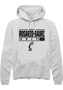 Paola Rosario-Sauri  Rally Cincinnati Bearcats Mens White NIL Stacked Box Long Sleeve Hoodie