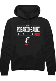 Paola Rosario-Sauri  Rally Cincinnati Bearcats Mens Black NIL Stacked Box Long Sleeve Hoodie