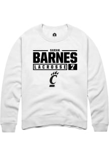 Sarah Barnes  Rally Cincinnati Bearcats Mens White NIL Stacked Box Long Sleeve Crew Sweatshirt