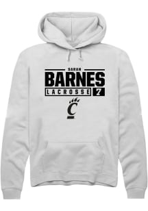 Sarah Barnes  Rally Cincinnati Bearcats Mens White NIL Stacked Box Long Sleeve Hoodie