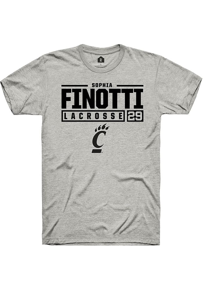 Sophia Finotti  Cincinnati Bearcats Ash Rally NIL Stacked Box Short Sleeve T Shirt