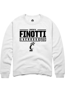 Sophia Finotti  Rally Cincinnati Bearcats Mens White NIL Stacked Box Long Sleeve Crew Sweatshirt