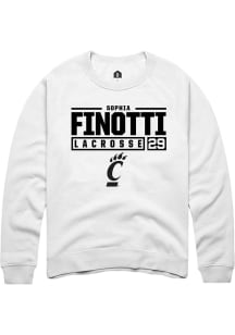 Sophia Finotti Rally Mens White Cincinnati Bearcats NIL Stacked Box Crew Sweatshirt