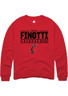 Sophia Finotti Rally Mens Red Cincinnati Bearcats NIL Stacked Box Crew Sweatshirt