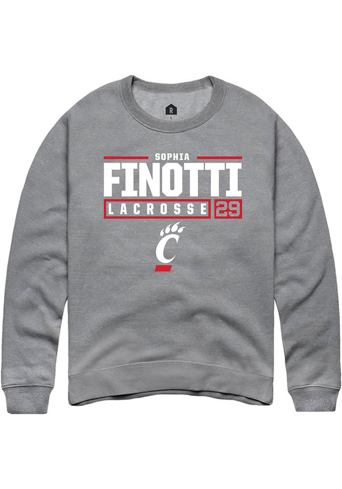 Sophia Finotti  Rally Cincinnati Bearcats Mens Graphite NIL Stacked Box Long Sleeve Crew Sweatsh..