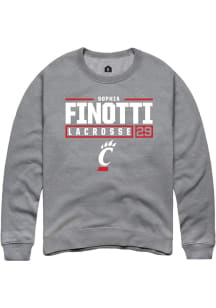 Sophia Finotti  Rally Cincinnati Bearcats Mens Grey NIL Stacked Box Long Sleeve Crew Sweatshirt