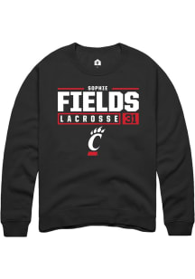 Sophie Fields  Rally Cincinnati Bearcats Mens Black NIL Stacked Box Long Sleeve Crew Sweatshirt