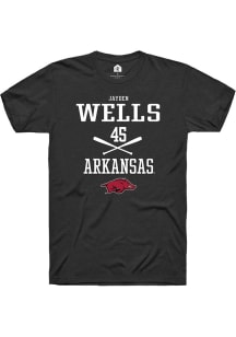 Jayden Wells  Arkansas Razorbacks Black Rally NIL Sport Icon Short Sleeve T Shirt
