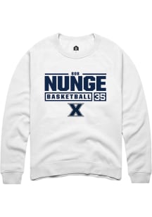 Bob Nunge  Rally Xavier Musketeers Mens White NIL Stacked Box Long Sleeve Crew Sweatshirt