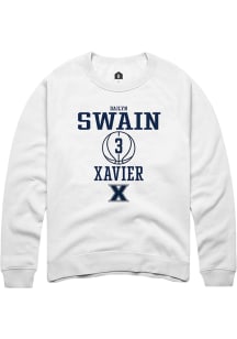 Dailyn Swain  Rally Xavier Musketeers Mens White NIL Sport Icon Long Sleeve Crew Sweatshirt