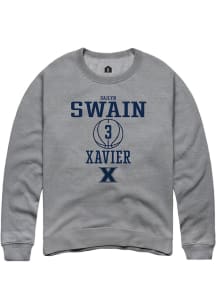 Dailyn Swain  Rally Xavier Musketeers Mens Grey NIL Sport Icon Long Sleeve Crew Sweatshirt