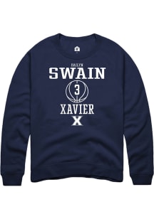 Dailyn Swain  Rally Xavier Musketeers Mens Navy Blue NIL Sport Icon Long Sleeve Crew Sweatshirt