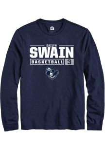 Dailyn Swain  Xavier Musketeers Navy Blue Rally NIL Stacked Box Long Sleeve T Shirt
