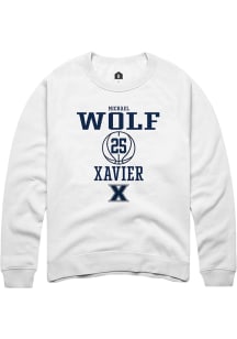 Michael Wolf  Rally Xavier Musketeers Mens White NIL Sport Icon Long Sleeve Crew Sweatshirt