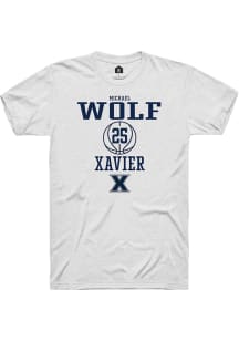 Michael Wolf  Xavier Musketeers White Rally NIL Sport Icon Short Sleeve T Shirt