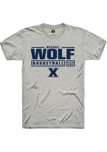 Michael Wolf  Xavier Musketeers Ash Rally NIL Stacked Box Short Sleeve T Shirt