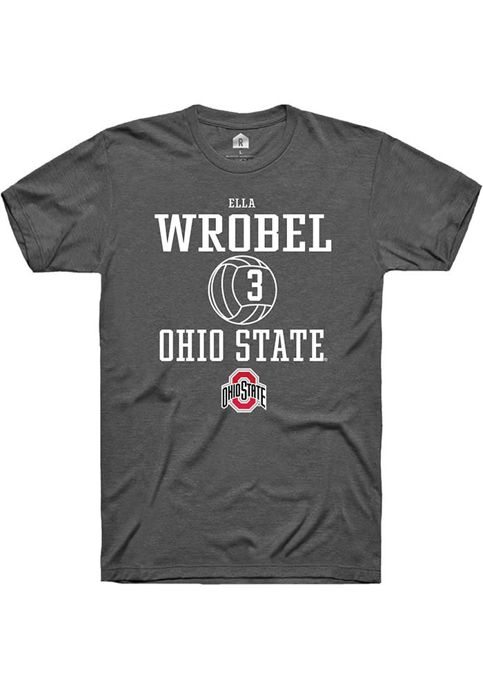 Ella Wrobel  Ohio State Buckeyes Dark Grey Rally NIL Sport Icon Short Sleeve T Shirt