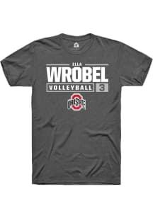 Ella Wrobel  Ohio State Buckeyes Dark Grey Rally NIL Stacked Box Short Sleeve T Shirt