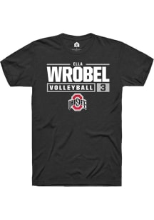 Ella Wrobel  Ohio State Buckeyes Black Rally NIL Stacked Box Short Sleeve T Shirt