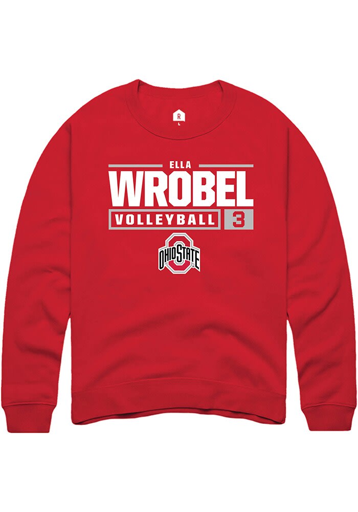 Ella Wrobel Rally Ohio State Buckeyes Mens NIL Stacked Box Long Sleeve Crew Sweatshirt