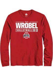 Ella Wrobel  Ohio State Buckeyes Red Rally NIL Stacked Box Long Sleeve T Shirt