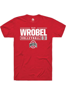 Ella Wrobel  Ohio State Buckeyes Red Rally NIL Stacked Box Short Sleeve T Shirt