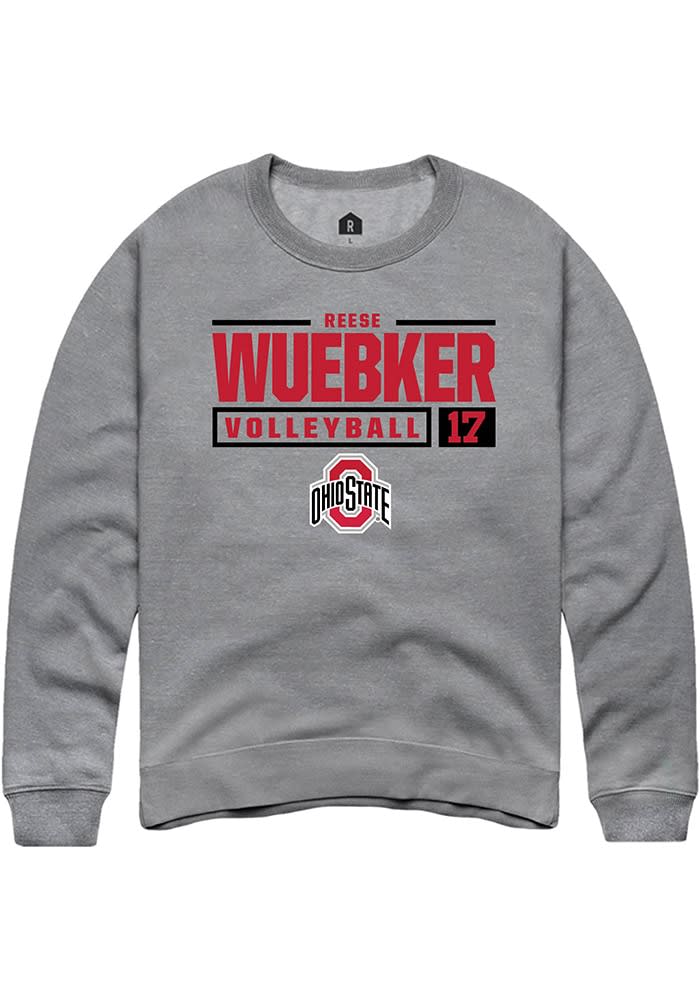 Reese Wuebker  Rally Ohio State Buckeyes Mens Graphite NIL Stacked Box Long Sleeve Crew Sweatshi..