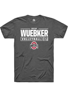 Reese Wuebker  Ohio State Buckeyes Dark Grey Rally NIL Stacked Box Short Sleeve T Shirt