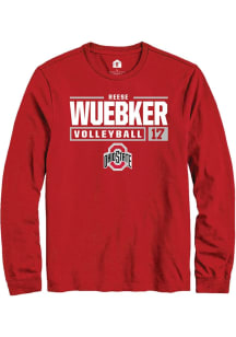 Reese Wuebker  Ohio State Buckeyes Red Rally NIL Stacked Box Long Sleeve T Shirt