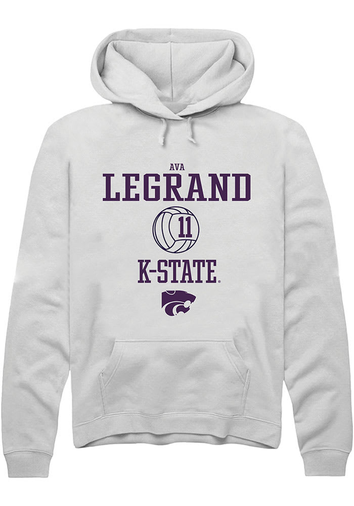 Ava LeGrand Rally K-State Wildcats Mens White NIL Sport Icon Long Sleeve Hoodie