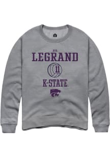 Ava LeGrand Rally Mens Graphite K-State Wildcats NIL Sport Icon Crew Sweatshirt