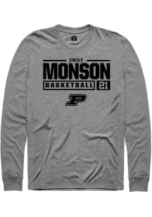 Emily Monson  Purdue Boilermakers Grey Rally NIL Stacked Box Long Sleeve T Shirt