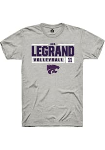 Ava LeGrand Ash K-State Wildcats NIL Stacked Box Short Sleeve T Shirt