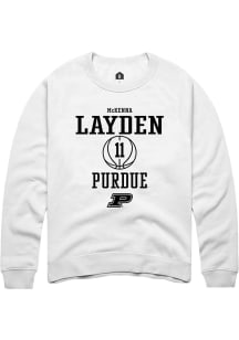 McKenna Layden Rally Mens White Purdue Boilermakers NIL Sport Icon Crew Sweatshirt