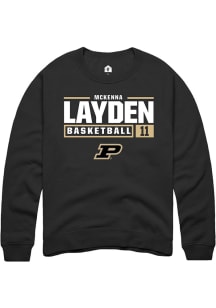 McKenna Layden Rally Mens Black Purdue Boilermakers NIL Stacked Box Crew Sweatshirt
