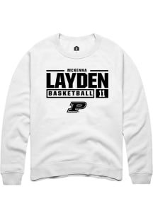McKenna Layden Rally Mens White Purdue Boilermakers NIL Stacked Box Crew Sweatshirt