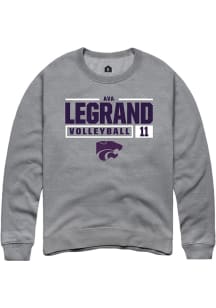 Ava LeGrand Rally Mens Graphite K-State Wildcats NIL Stacked Box Crew Sweatshirt