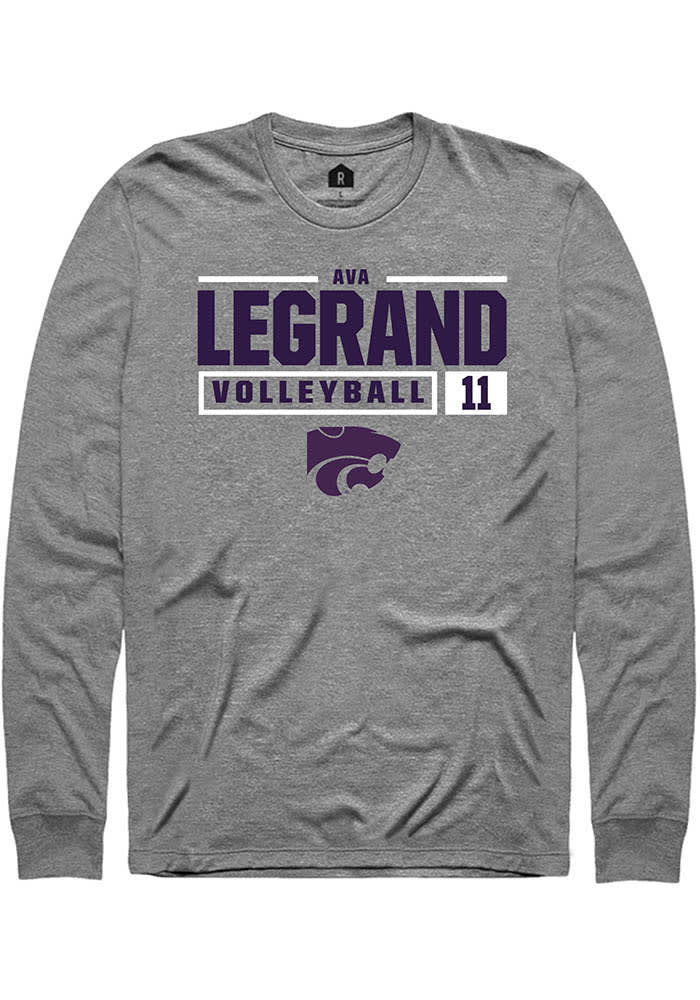 Ava LeGrand K-State Wildcats Grey Rally NIL Stacked Box Long Sleeve T Shirt