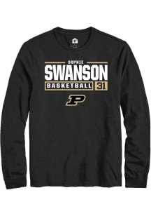 Sophie Swanson  Purdue Boilermakers Black Rally NIL Stacked Box Long Sleeve T Shirt